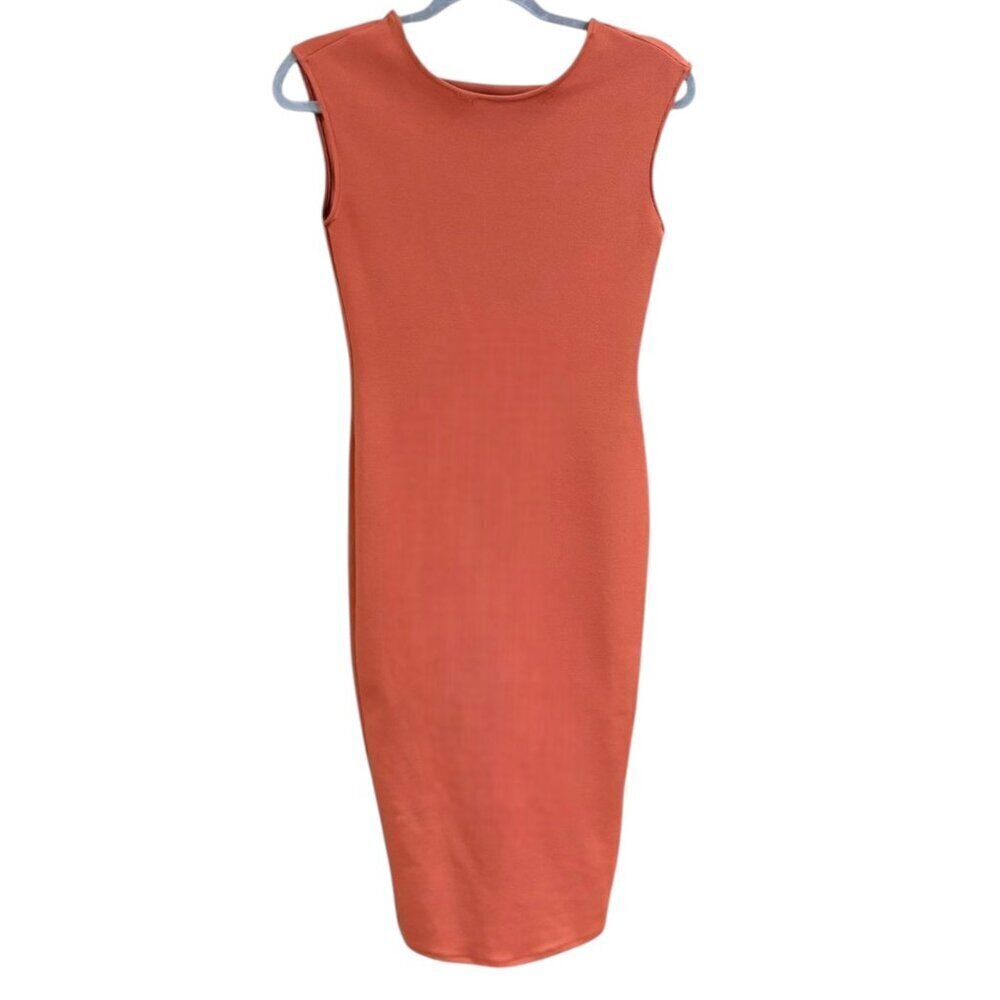 ZARA Deep Back V Midi Bodycon Dress Size Small